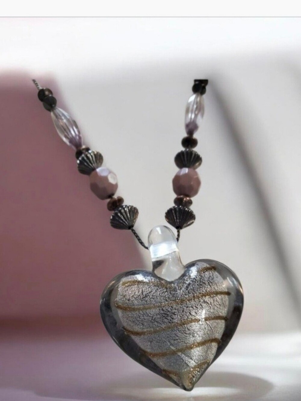 Purple Heart & Beads Necklace